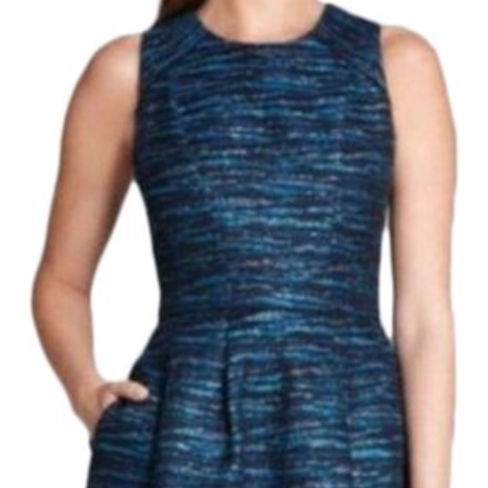 Shoshanna Monique Blue Metallic Tweed Cocktail Dress  Size 8